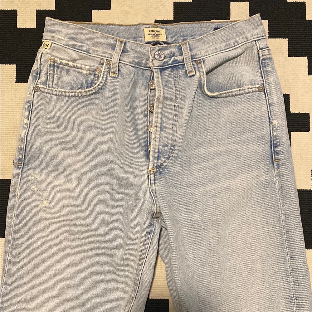 Citizens of Humanity Vintage Blue Straight-Leg Jeans with Stonewashed Finish